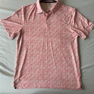 Pink Geometric Polo Shirt with Short Sleeves